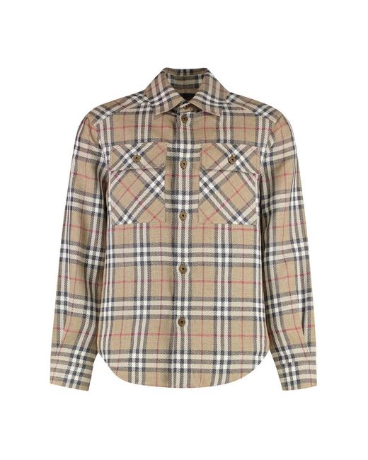 Burberry Natural Checked Cotton Shirt for men