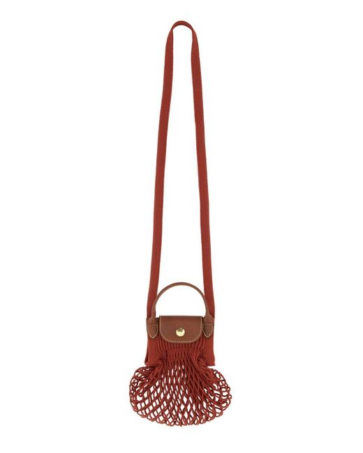 Longchamp Red Le Pliage Filet Mini Bag