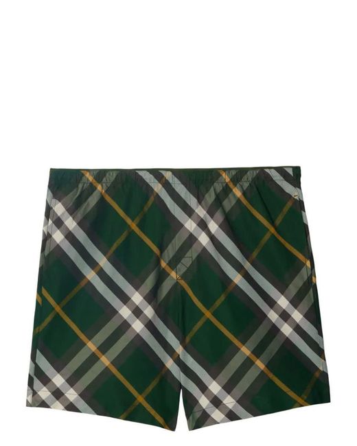 Burberry Green Check Beach Boxer Shorts for men
