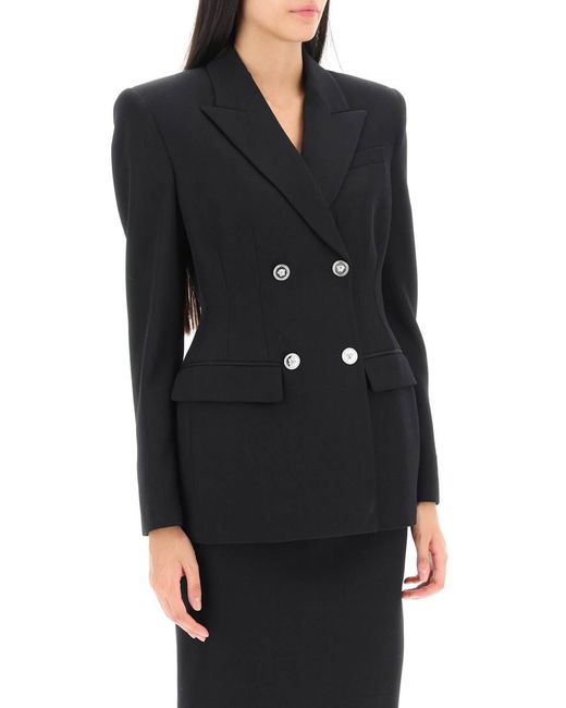 Versace Black Hourglass Double Breasted Blazer