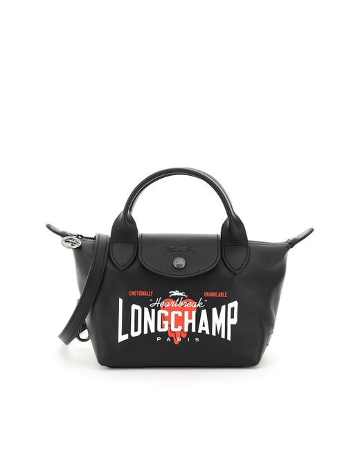 Longchamp Black X Emotionally Unavailable Le Pliage Mini Bag