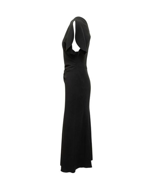 Victoria Beckham Black Gathered Midi Dress