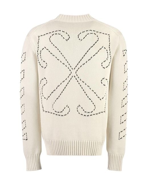 Off-White c/o Virgil Abloh Natural Cotton Blend Crew-neck Sweater for men