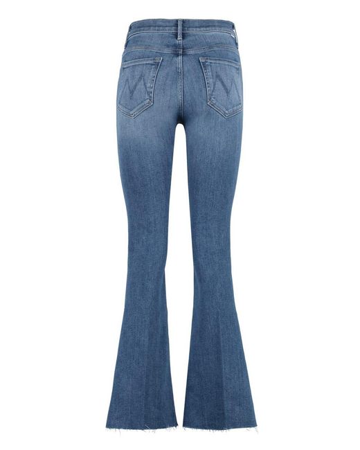 Mother Blue The Weekender Fray 5-pocket Straight-leg Jeans