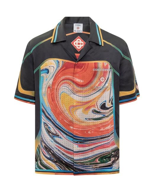 Casablanca Gray Shirt With Multicolor Abstract Print for men