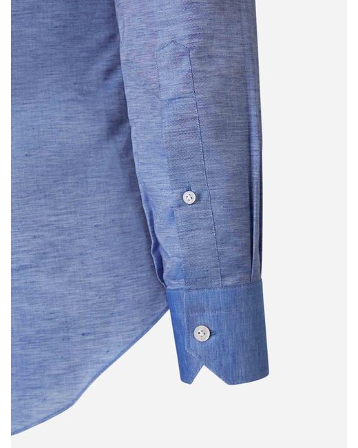 Fray Blue Fil A Fil Linen Shirt for men