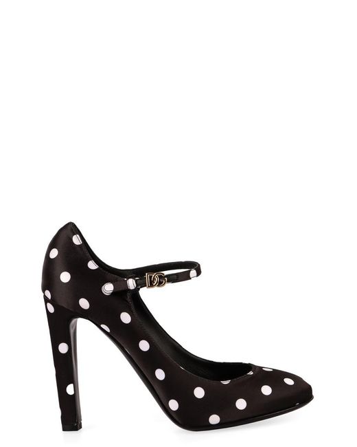Dolce & Gabbana Black Bianca Polka-Dot Satin Pumps