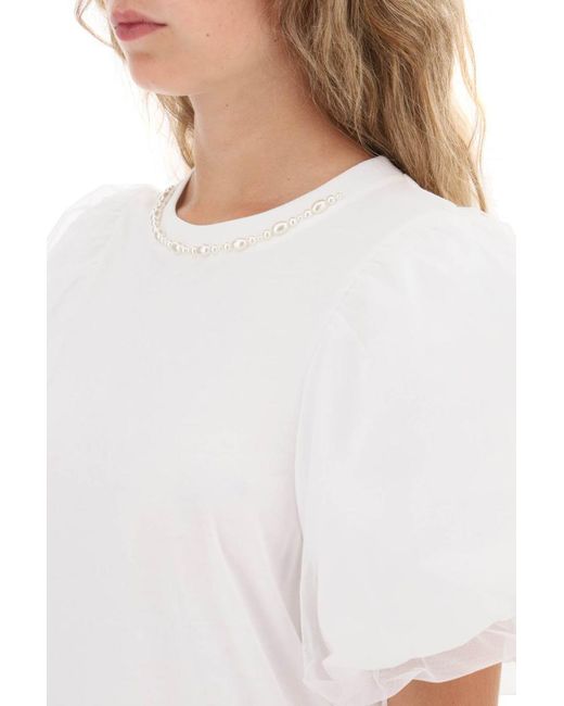 Simone Rocha White Puff Sleeve A Line T Shirt