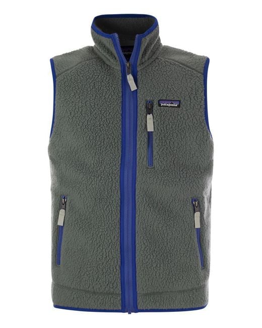 Patagonia Blue Retro Pile Fleece Vest for men