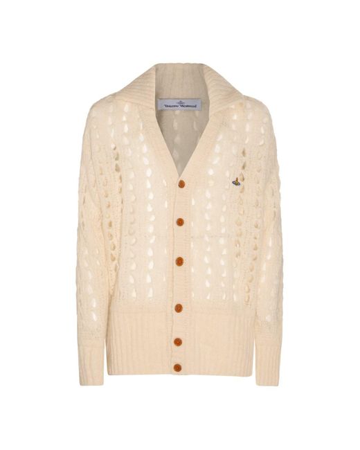 Vivienne Westwood Natural White Mohair And Wool Blend Orb Cardigan for men