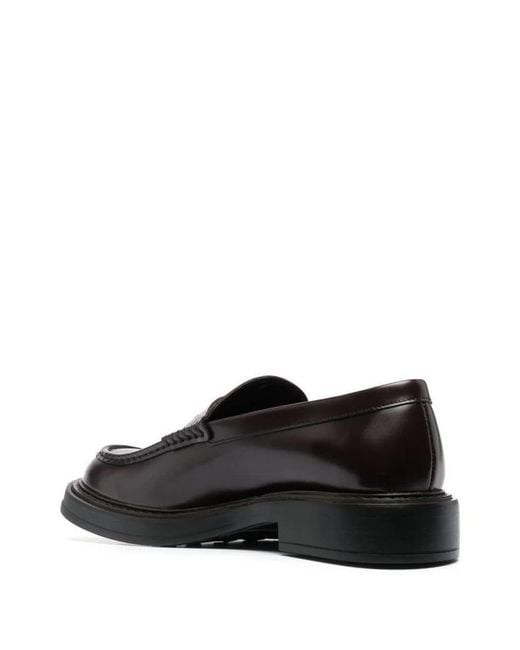 Tod's Black Leather Loafer Shoes for men