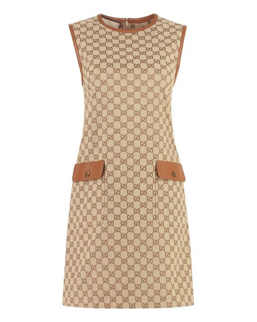 Gucci Natural GG Fabric Mini Dress