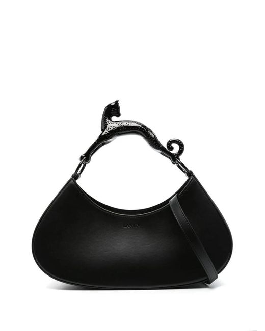 Lanvin Black Large Calfskin Hobo Handbag