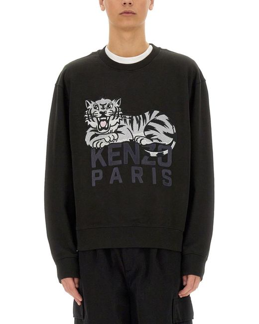 KENZO Black Happy Tiger Classic Sweatshirt for men