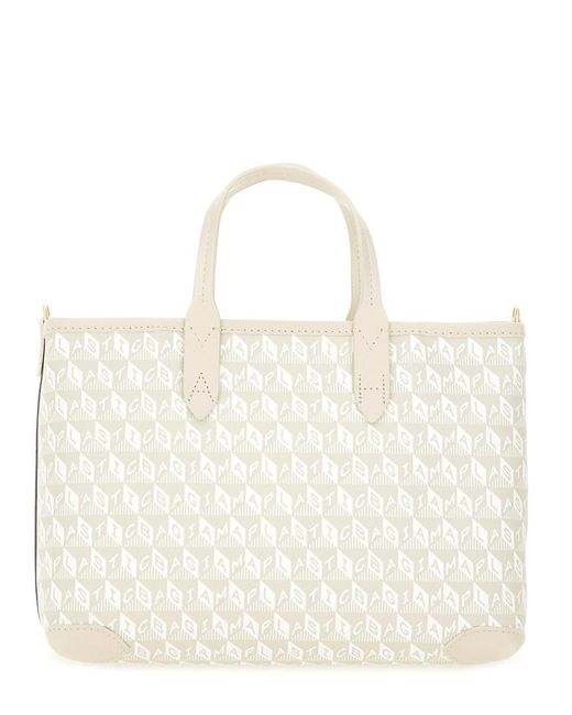Anya Hindmarch White Xs Tote Bag With "I Am A Plastic Bag" Pattern