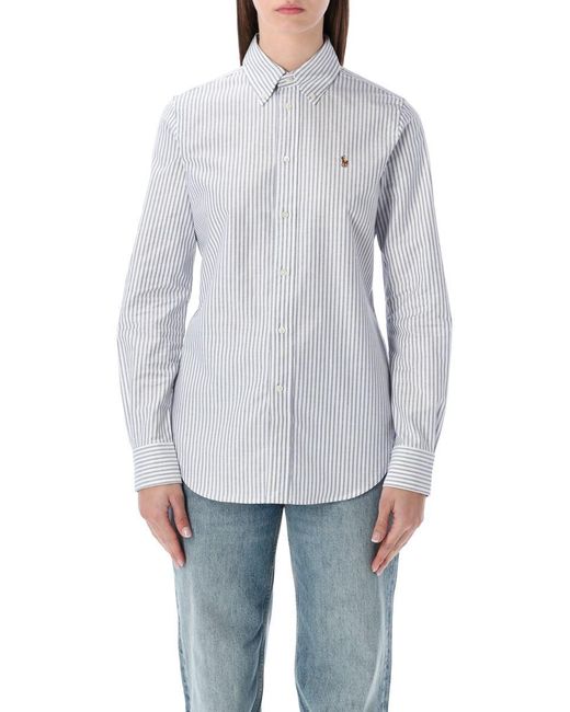 Polo Ralph Lauren Gray Slim-Fit Striped Oxford Shirt