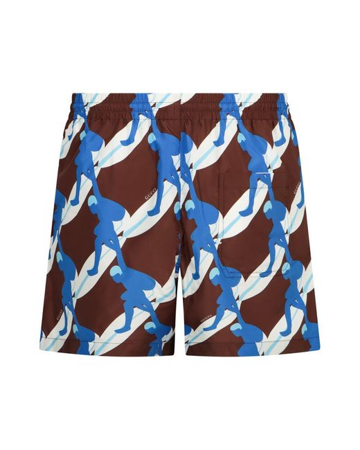Gucci Blue Printed Swim Shorts for men