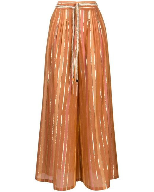 Zimmermann Orange Striped Cotton Relaxed Trousers