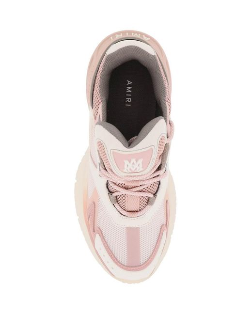 Amiri Pink Mesh And Leather Ma Sneakers