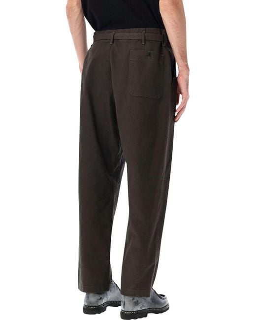Lemaire Black Heavy Cotton Twill Carrot Pants for men
