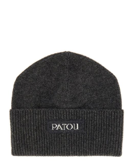Patou Black Cap With Label And Logo