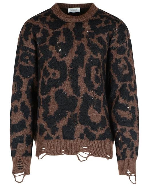 Laneus Black Two-Tone Merino Wool Blend Sweater for men