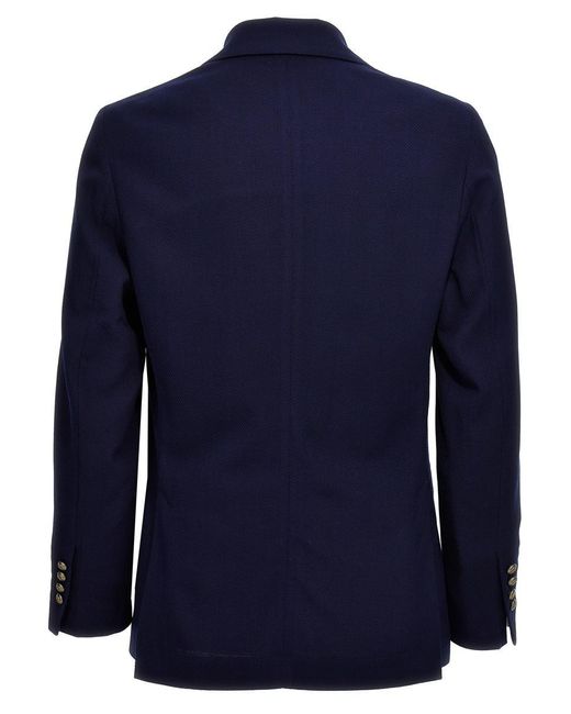 Circolo 1901 Blue 'Diagonal Wool' Double-Breasted Blazer for men