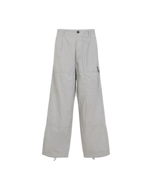 C P Company Gray London Fog Cotton Cargo Pants for men