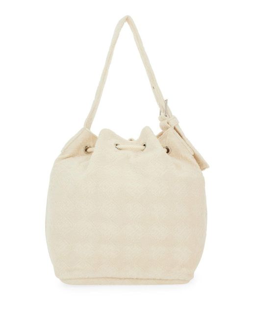 Tory Burch Natural Oversized "T Monogram" Bucket Bag