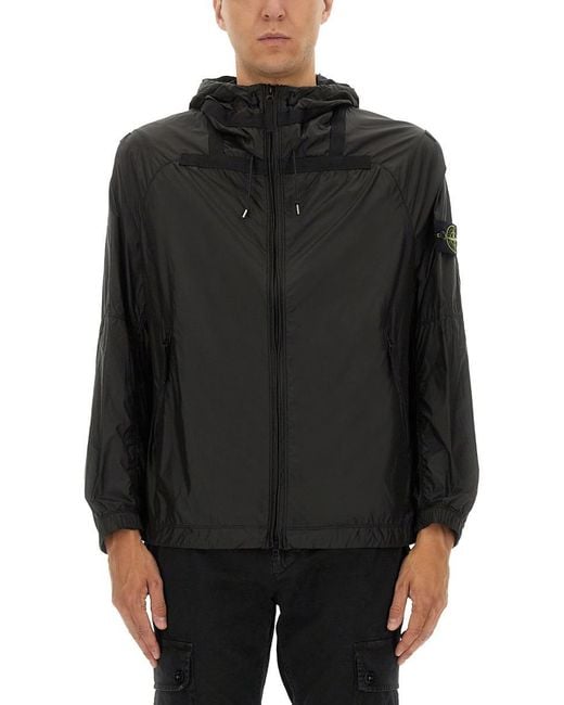 Stone Island Men's Black Ripstop Light Ht Nylon Jacket