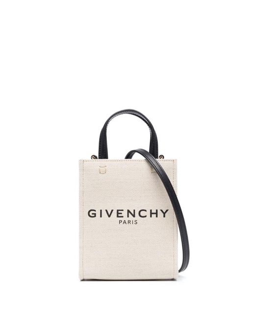 Givenchy White G-tote Mini Canvas Shopping Bag