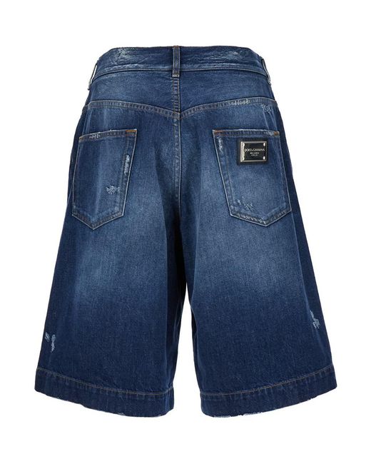Dolce & Gabbana Blue Denim Bermuda Shorts In Cotton Man for men