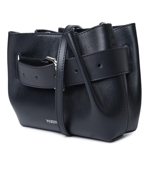 Yuzefi 'shroom' Black Leather Bag