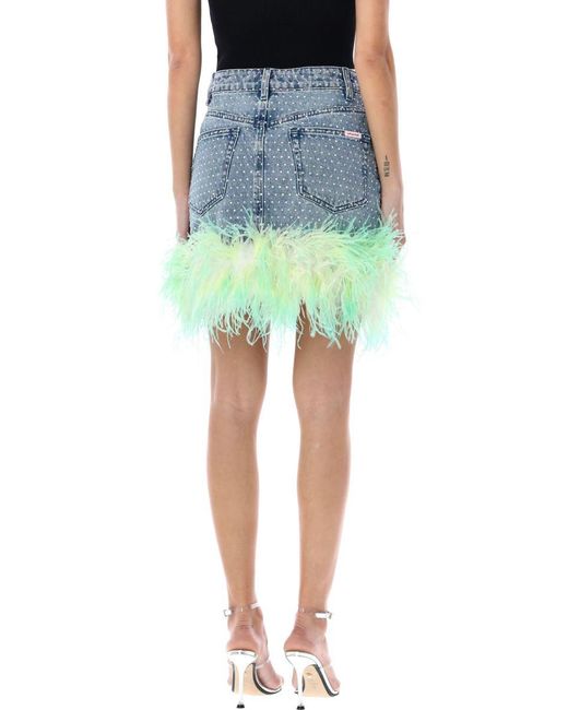 Self-Portrait Blue Mini Skirt Denim Feather
