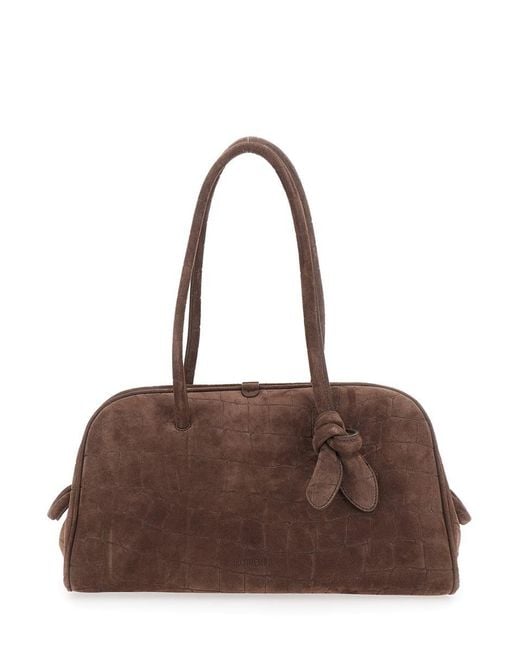 Jacquemus Brown 'Le Turismo' Handbag With Crocodile Effect And Logo Embossed On The Front