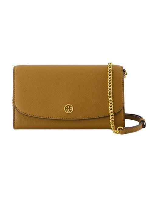 Tory Burch Natural Robinson Wallet On Chain