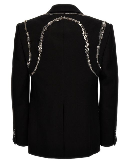 Alexander McQueen Black 'Crystal Harness' Blazer for men