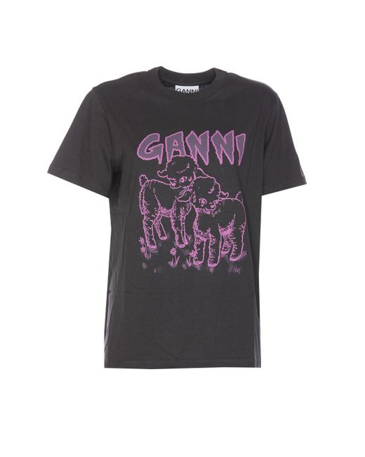 Ganni Gray T-Shirt "Lamb"