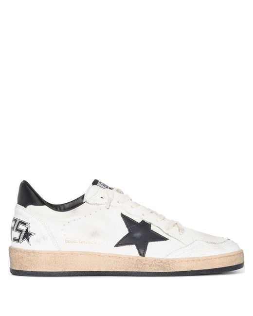 Golden Goose Deluxe Brand White Sneakers Ball Star With Distressed Goat Leather