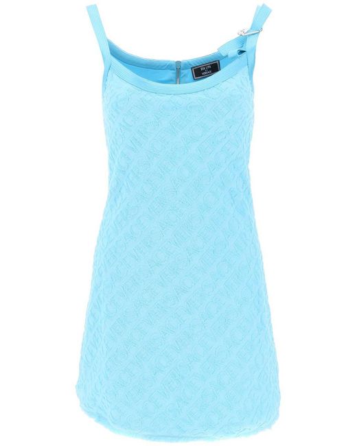 Versace Blue La Vacanza Terry-cloth Mini Dress