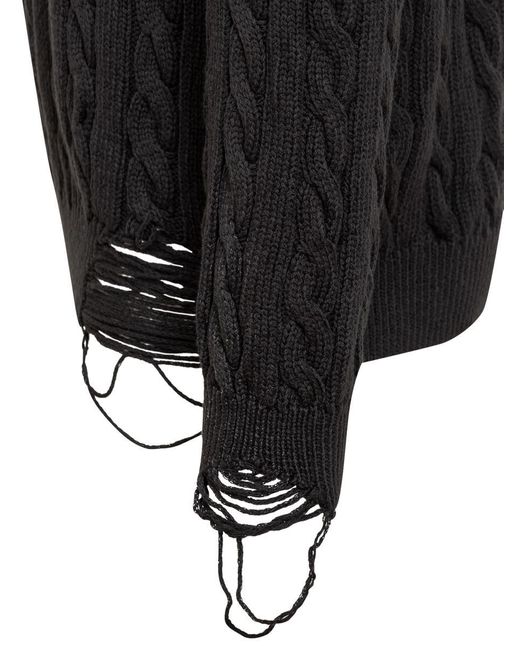 A BETTER MISTAKE Black Broken Cable Sweater