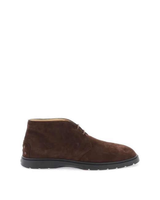Tod's Brown Suede Leather Ankle Boots for men