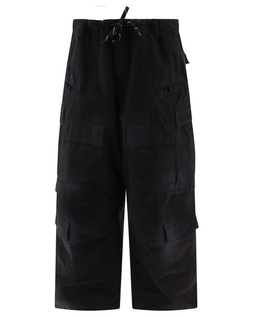 Balenciaga Black Wide Cargo Trousers for men