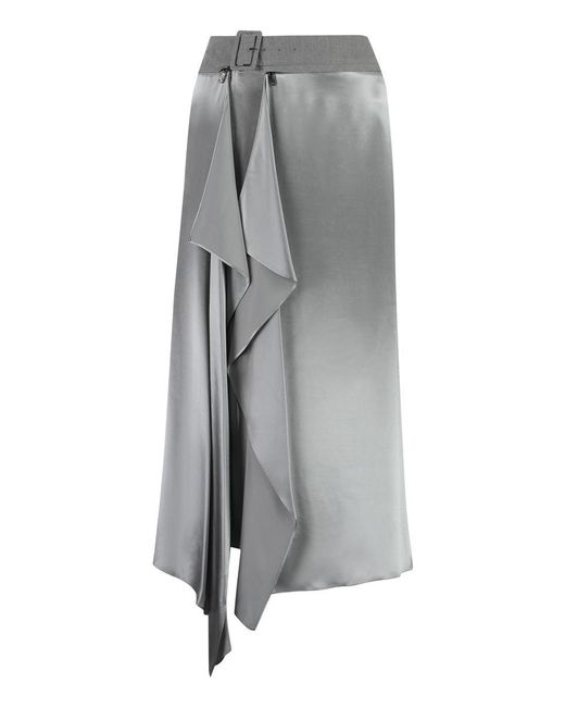 Fendi Gray 3d Style Rib Flared Skirt