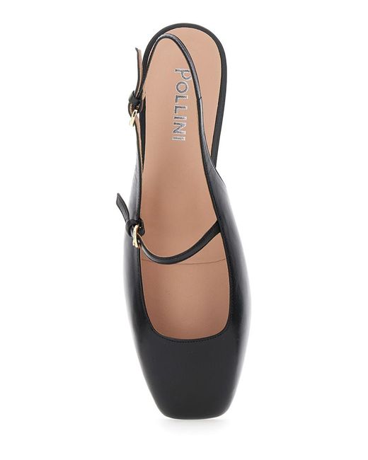 Pollini White Slingback Ballerinas With Adjustable Strap
