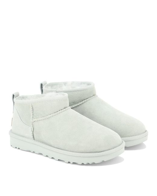 Ugg White "classic Ultra Mini" Ankle Boots