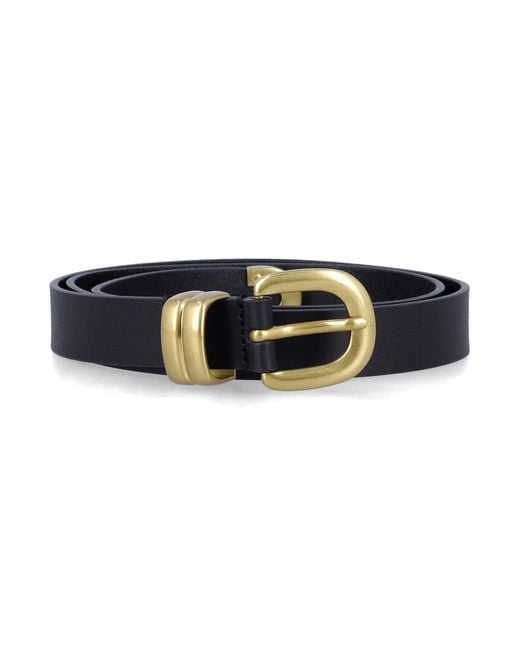 By Malene Birger Black Zoilo Leather Belt With Gold Buckle