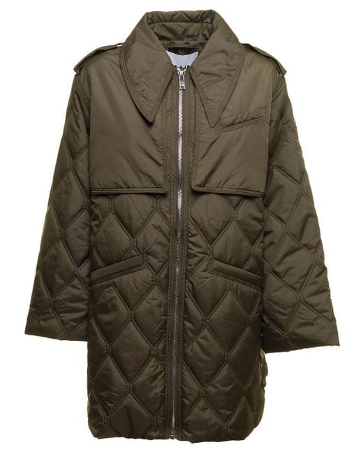 Ganni Quilted Green Recycled Ripstop Jacket Lyst Canada