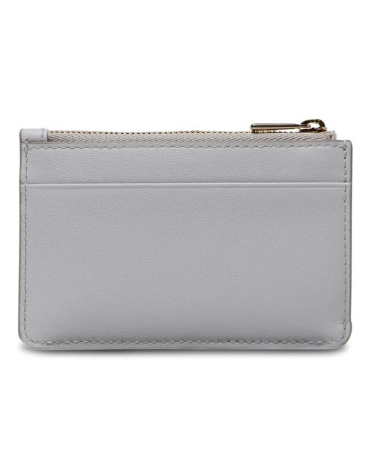 Furla Gray Flow White Leather Card Holder