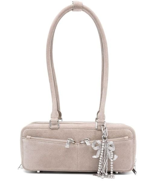 Self-Portrait Pink Suede Baguette Shoulder Bag